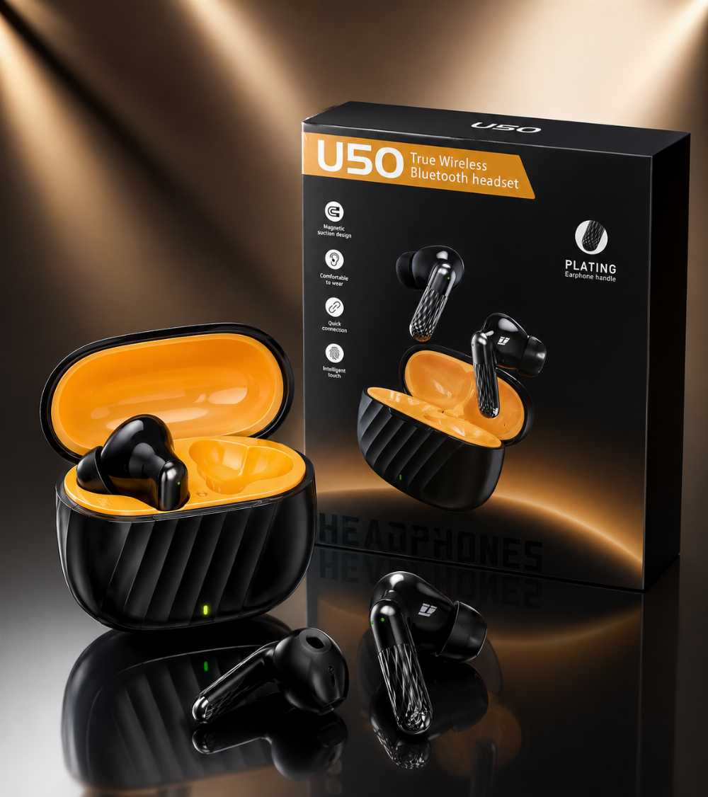 U50 True Wireless Bluetooth Earbuds with Charging Case | Hi-Fi Stereo Sound | Smart Touch Control | Premium TWS Headset